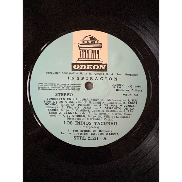 Los Indios Tacunau Inspiracion 1974 LP Odeon SURL 21521 VG+ Uruguay - Picture 5 of 7